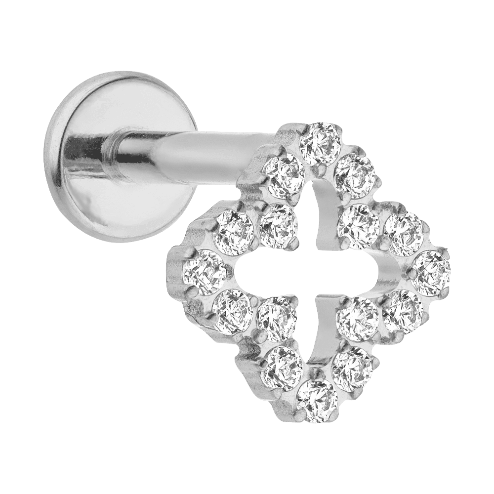 PIERCING OREILLE Trèfle en titane : Plaqué or 18K - 8 mm Fabriqué en Allemagne
