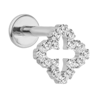 PIERCING ORELHA Trevo em titânio: Banhado a ouro 18K - 8 mm Fabricado em Alemanha