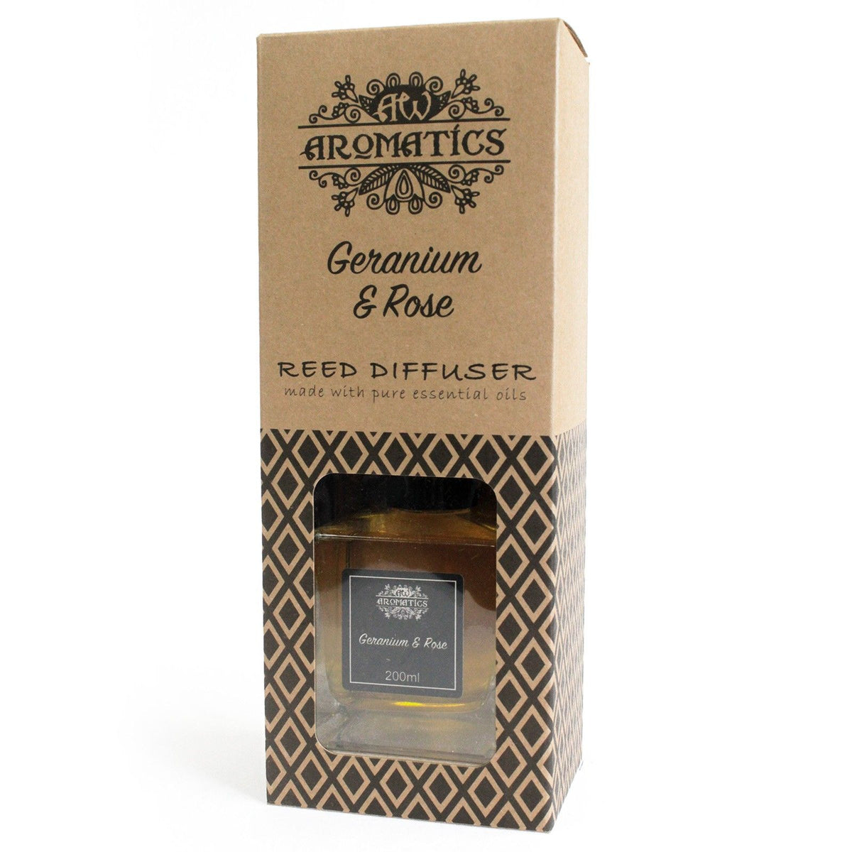 DIFFUSEUR DE PARFUM À BÂTONNETS - GÉRANIUM ET ROSE 200 ml - Fabriqué en Angleterre
