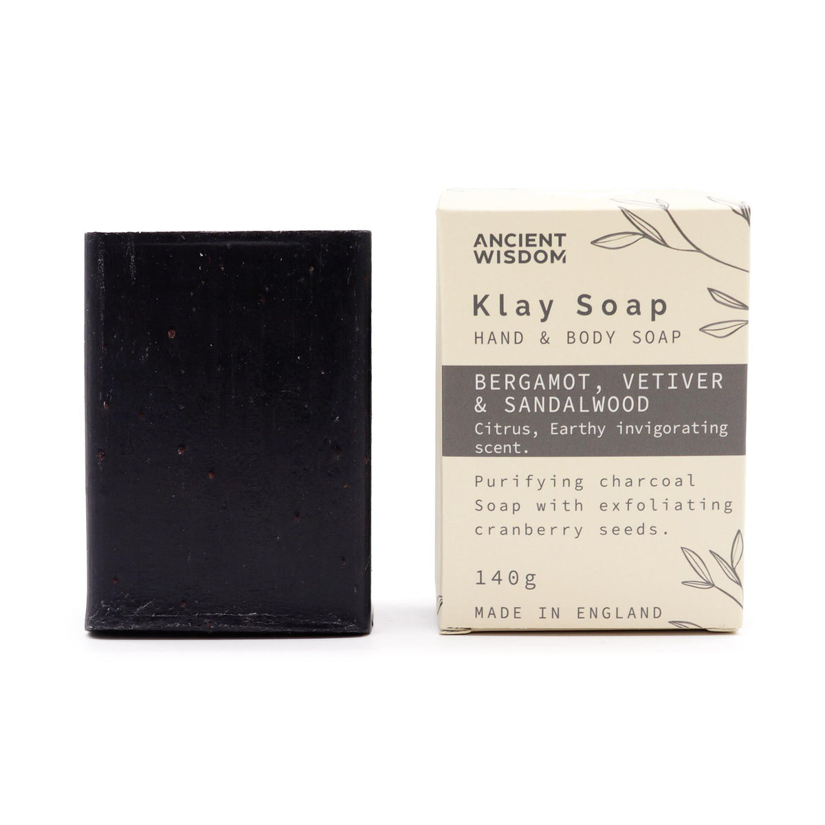 SAVON À L'ARGILE - BERGAMOTE & BOIS DE SANTAL 140 GR - Fabriqué en Angleterre