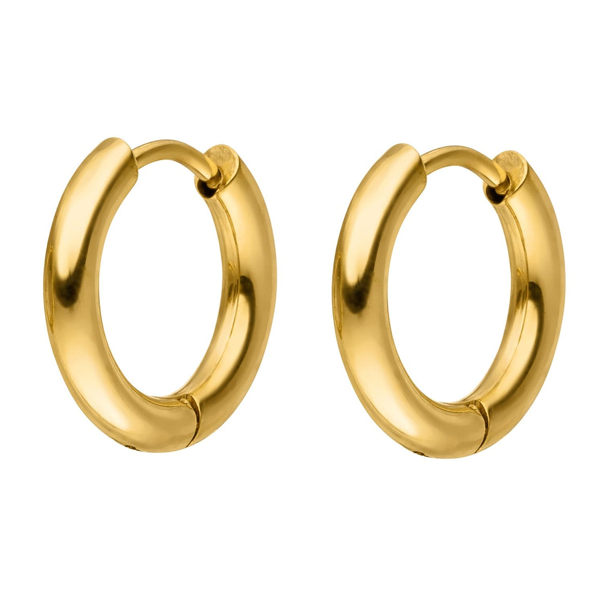 BOUCLES D'OREILLES CRÉOLES SIMPLES - Plaqué or 18 carats - 1,4 cm - Fabriqué en Allemagne