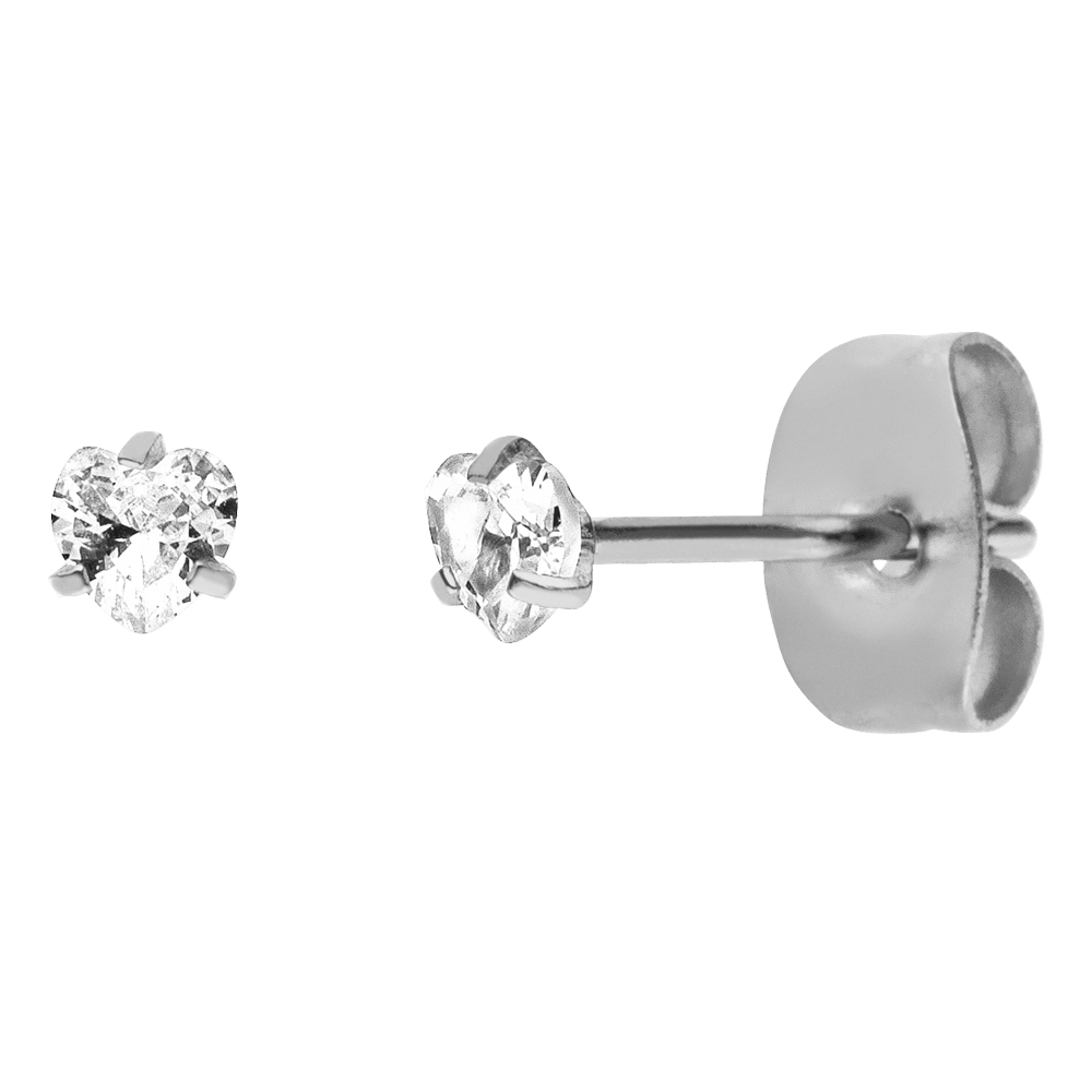 SHINY HEART EARRINGS WITH STONE - 18K gold plated - 5 mm - Made in Germany