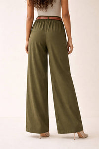 Fluid, elegant cut trousers with pockets and belt - Acacia Paris