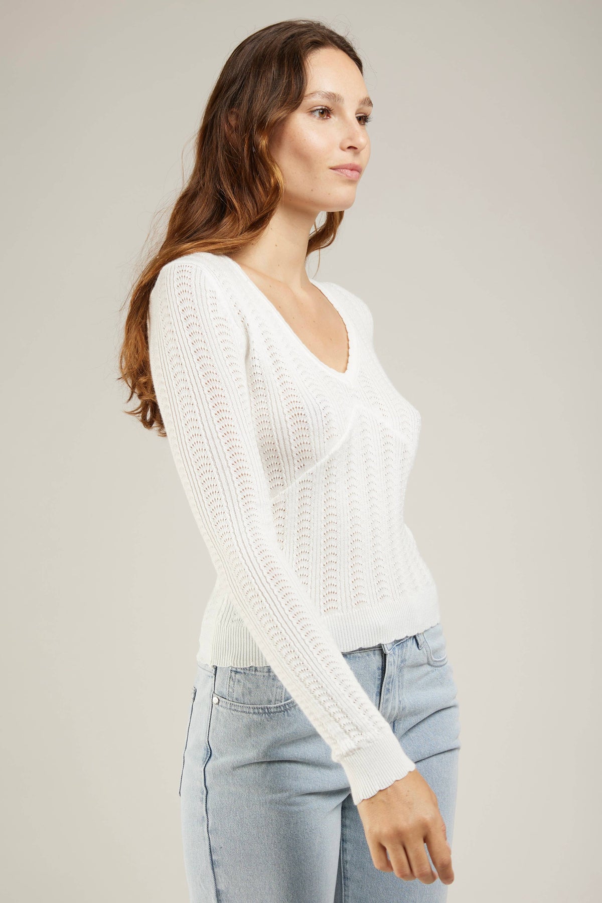 DELICATE OPENWORK LACE SWEATER