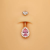 PINK ELEGANCE BELLY BUTTON RING ROSE Titanium: Gold - Made in Germany.