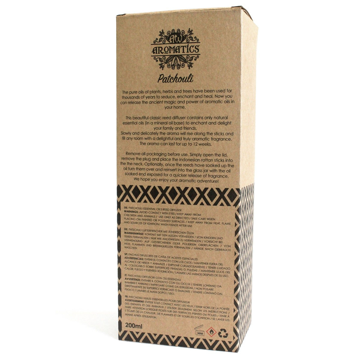 PATCHOULI REED DIFFUSER 200ML - Made in England