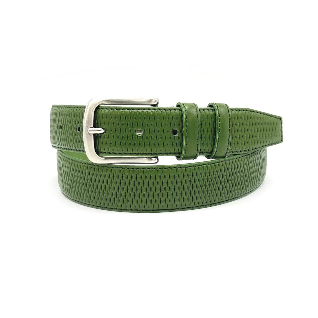 UNISEX GENUINE LEATHER EMBOSSED BELT. Made in Italy.