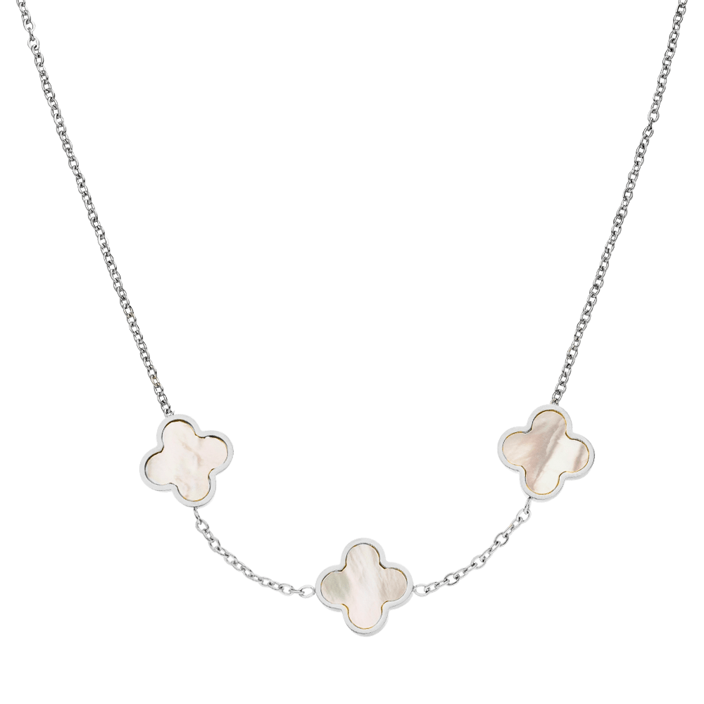 COLLIER TROIS TRÈFLES Plaqué Or 18 carats - Fabriqué en Allemagne.