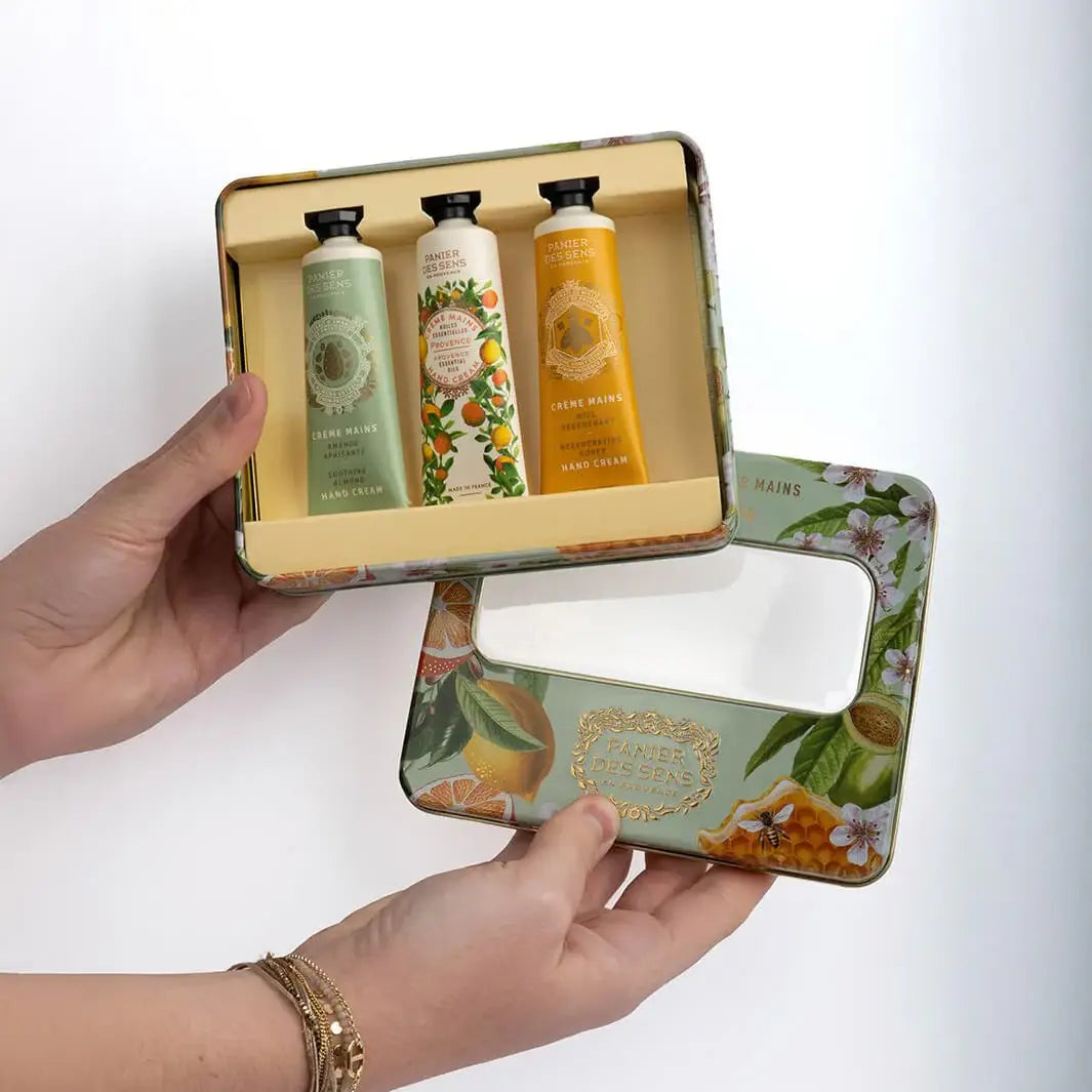 KIT MAINS -PREMIUM- BOÎTE MÉTAL. Miel, Amande et Provence. Fabriqué en France
