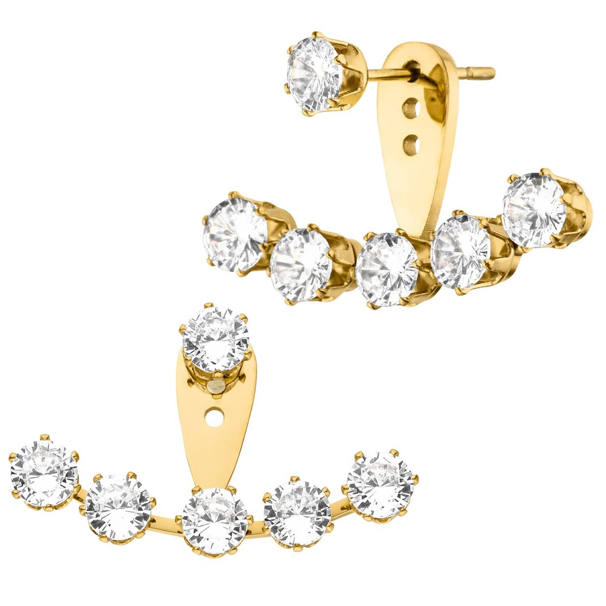 BOUCLES D'OREILLES EAR JACKET PIERRES DE ZIRCONIA modernes Rania - Fabriquées en Allemagne