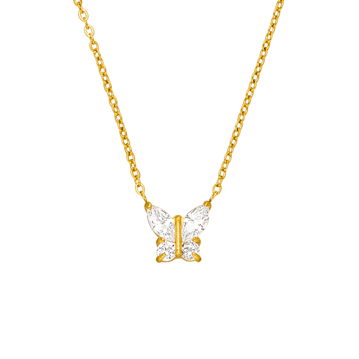 COLAR BORBOLETA BRILHANTE | Banhado a Ouro 18K. Fabricado em Alemanha
