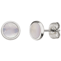 WHITE SHIMMER BUTTON EARRINGS with 18K gold plating -Made in Germany