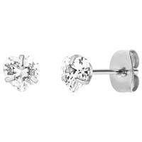 SHINY HEART EARRINGS WITH STONE - 18K gold plated - 5 mm - Made in Germany