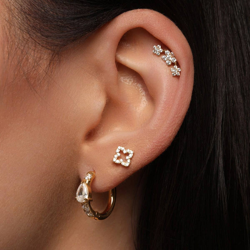 PIERCING GLIM Clover in titanium: 18K verguld - 8 mm Gemaakt in Duitsland