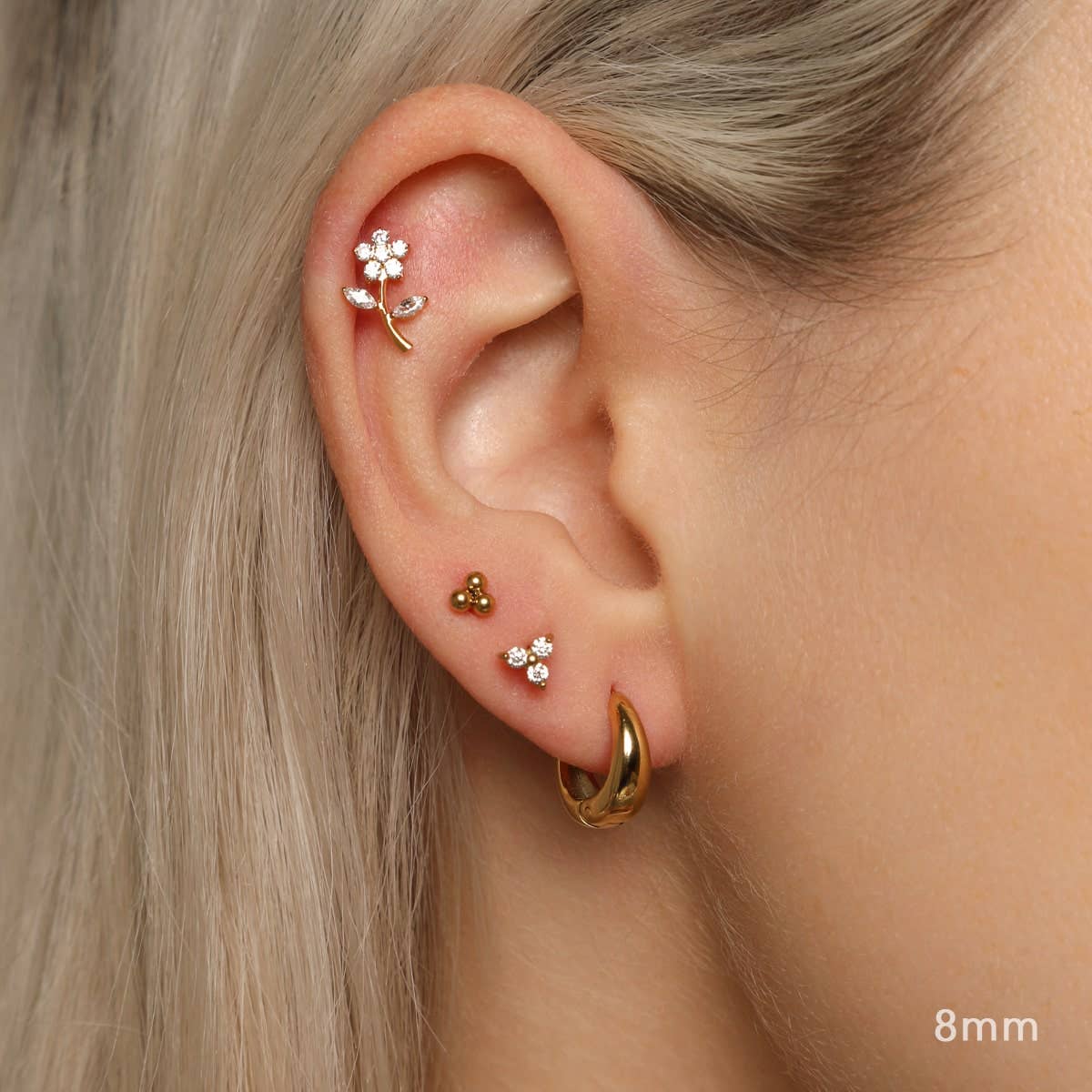 BOUCLES D'OREILLES KATE plaquées or 18K - 12mm - Fabriqué en Allemagne