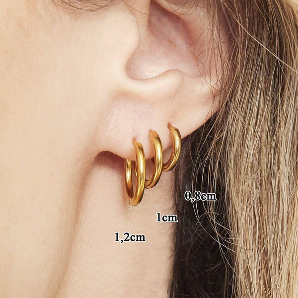 BOUCLES D'OREILLES CRÉOLES SIMPLES - Plaqué or 18 carats - 1,4 cm - Fabriqué en Allemagne