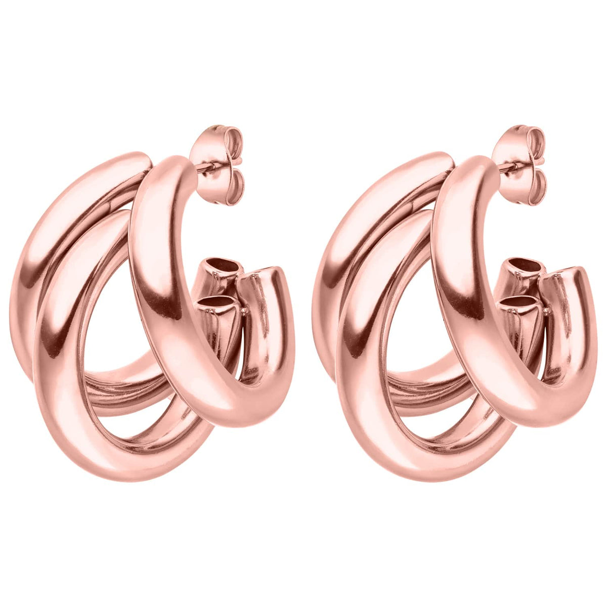 Boucles d'oreilles triples plaquées or 18 carats - Fabriquées en Allemagne