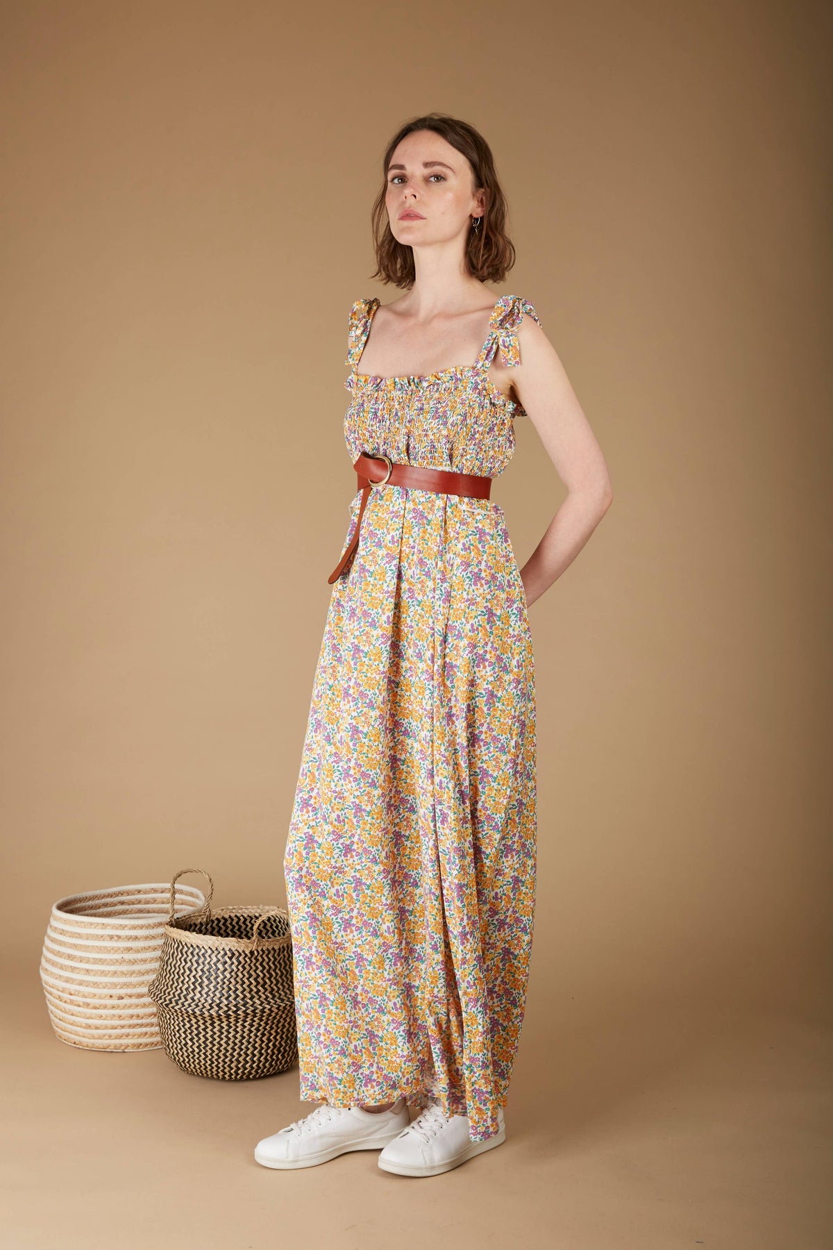 ROBE LONGUE ET FLUIDE EN VISCOSE À IMPRIMÉ FLEURI