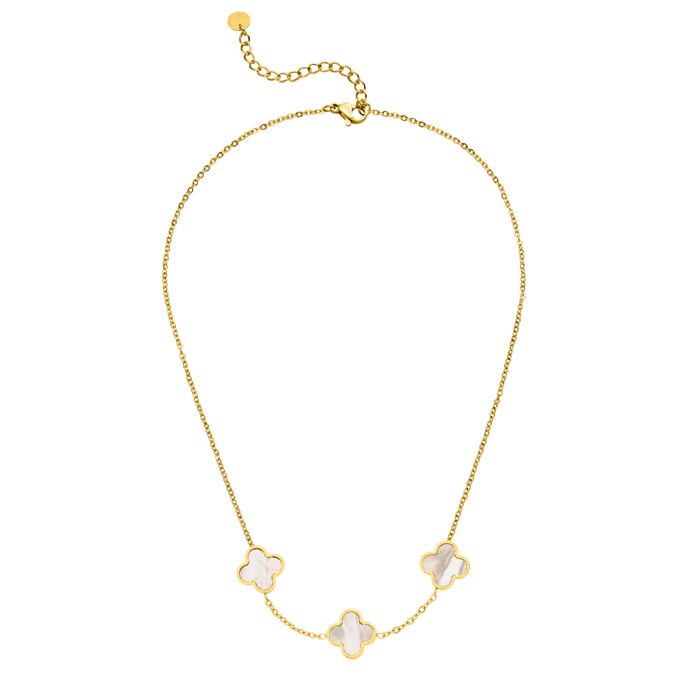 COLLIER TROIS TRÈFLES Plaqué Or 18 carats - Fabriqué en Allemagne.