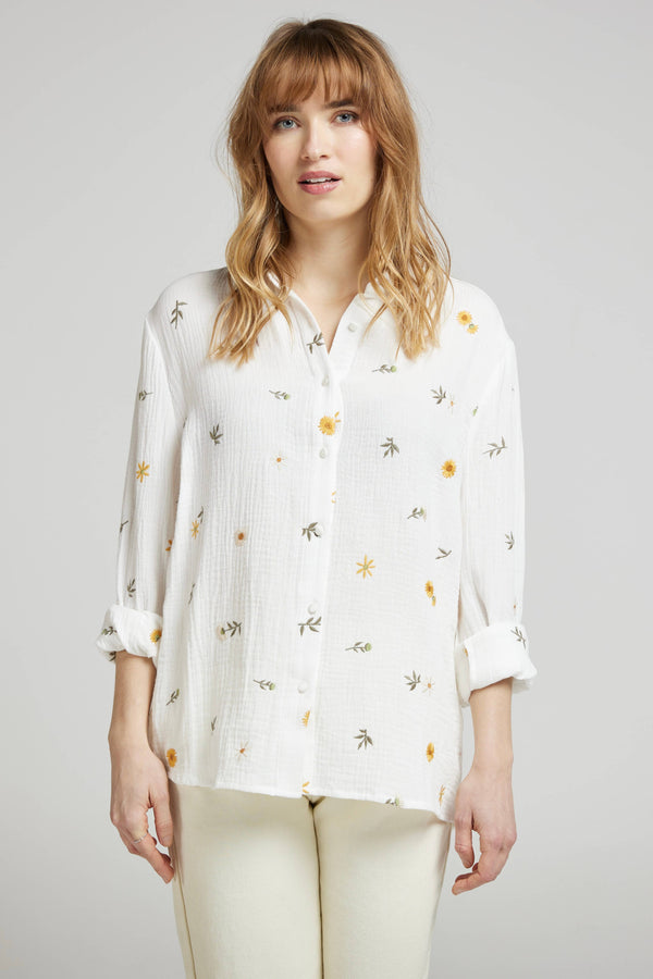 CAMISA BORDADA EM ALGODÃO