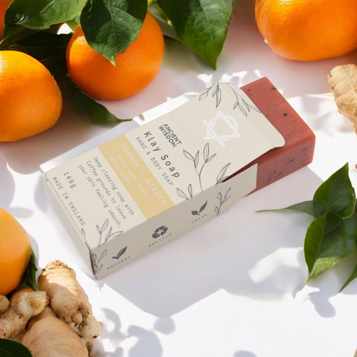 SAVONNETTE ARGILE ORANGE & GINGEMBRE 140 GR - Fabriqué en Angleterre