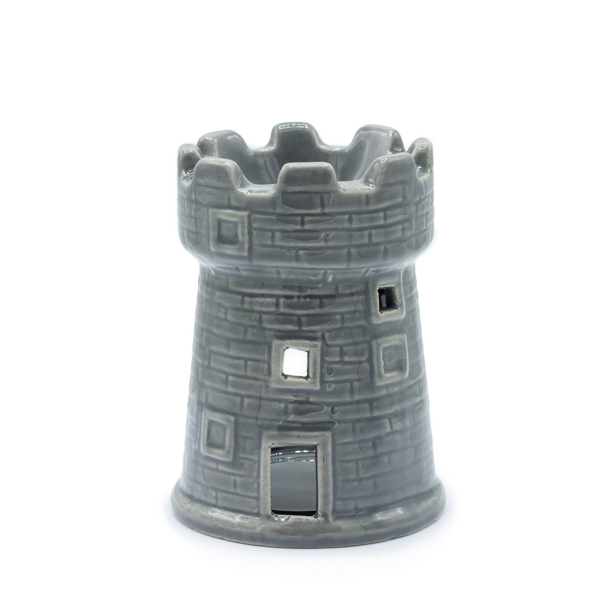 ESSENTIAL OIL AND WAX MELT BURNER - CASTLE - GREY