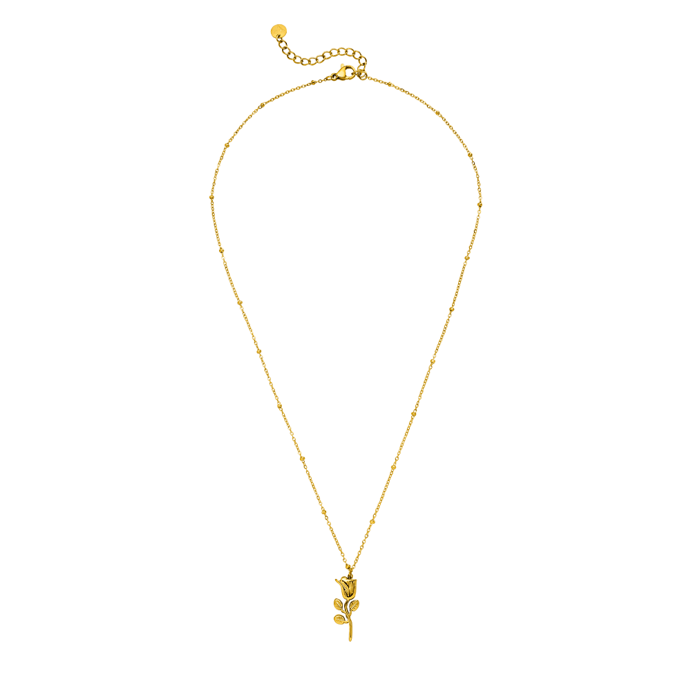 COLLIER ROSE | Plaqué or 18 carats - Fabriqué en Allemagne
