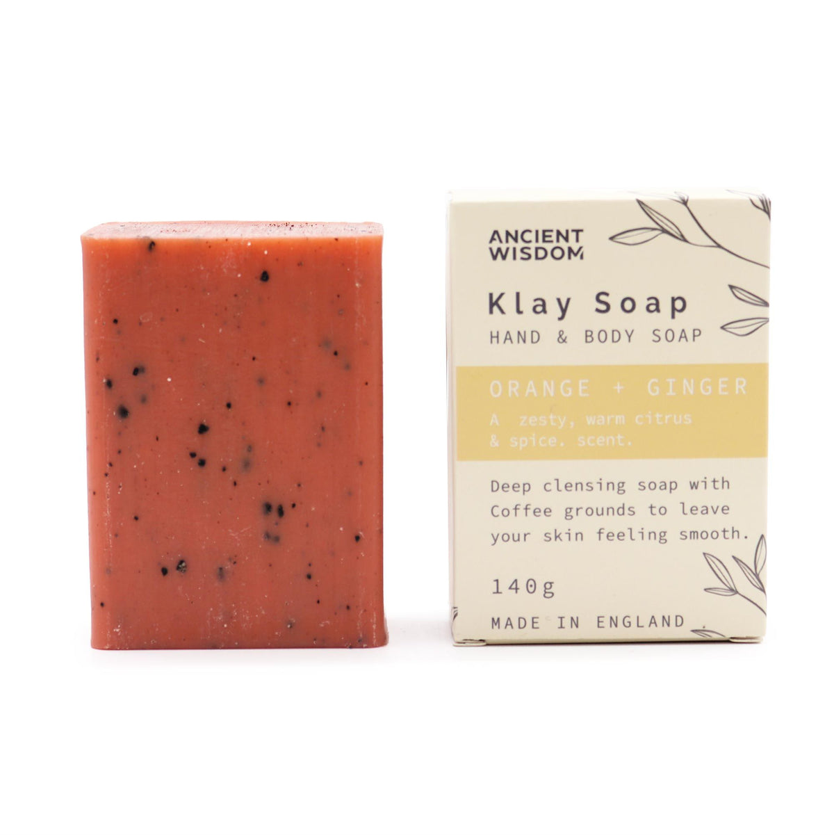 SAVONNETTE ARGILE ORANGE & GINGEMBRE 140 GR - Fabriqué en Angleterre