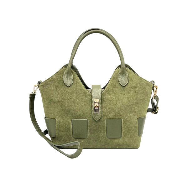 SAC BRIGITTE EN CUIR SUÉDÉ AVEC BANDOULIÈRE.FABRIQUÉ EN ITALIE