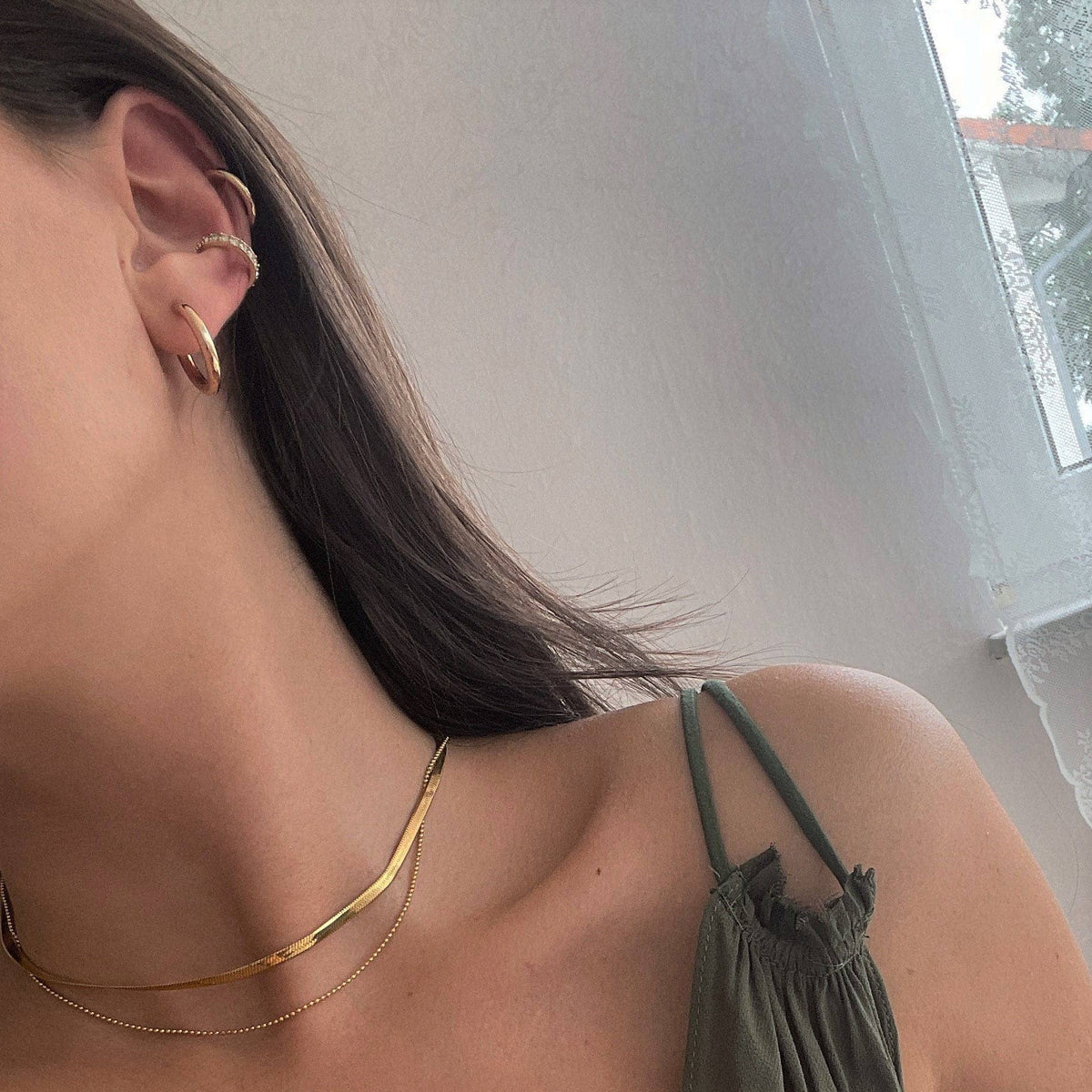 BOUCLES D'OREILLES CRÉOLES SIMPLES - Plaqué or 18 carats - 1,4 cm - Fabriqué en Allemagne