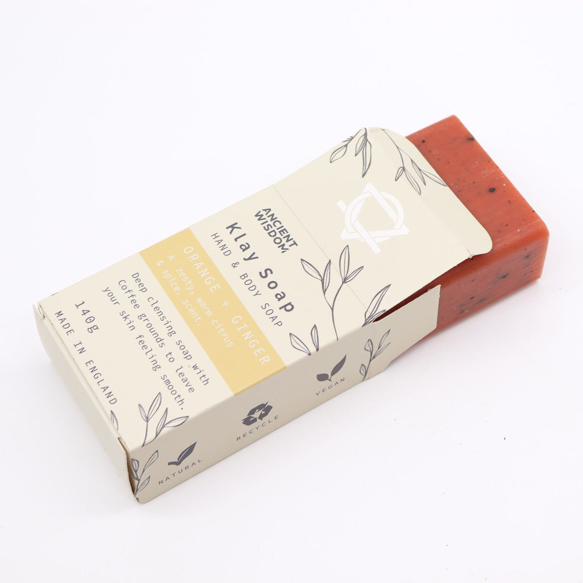 SAVONNETTE ARGILE ORANGE & GINGEMBRE 140 GR - Fabriqué en Angleterre