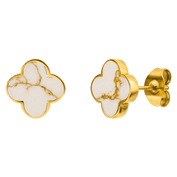 WHITE CLOVER EARRINGS with 18K gold plating - Made in Germany