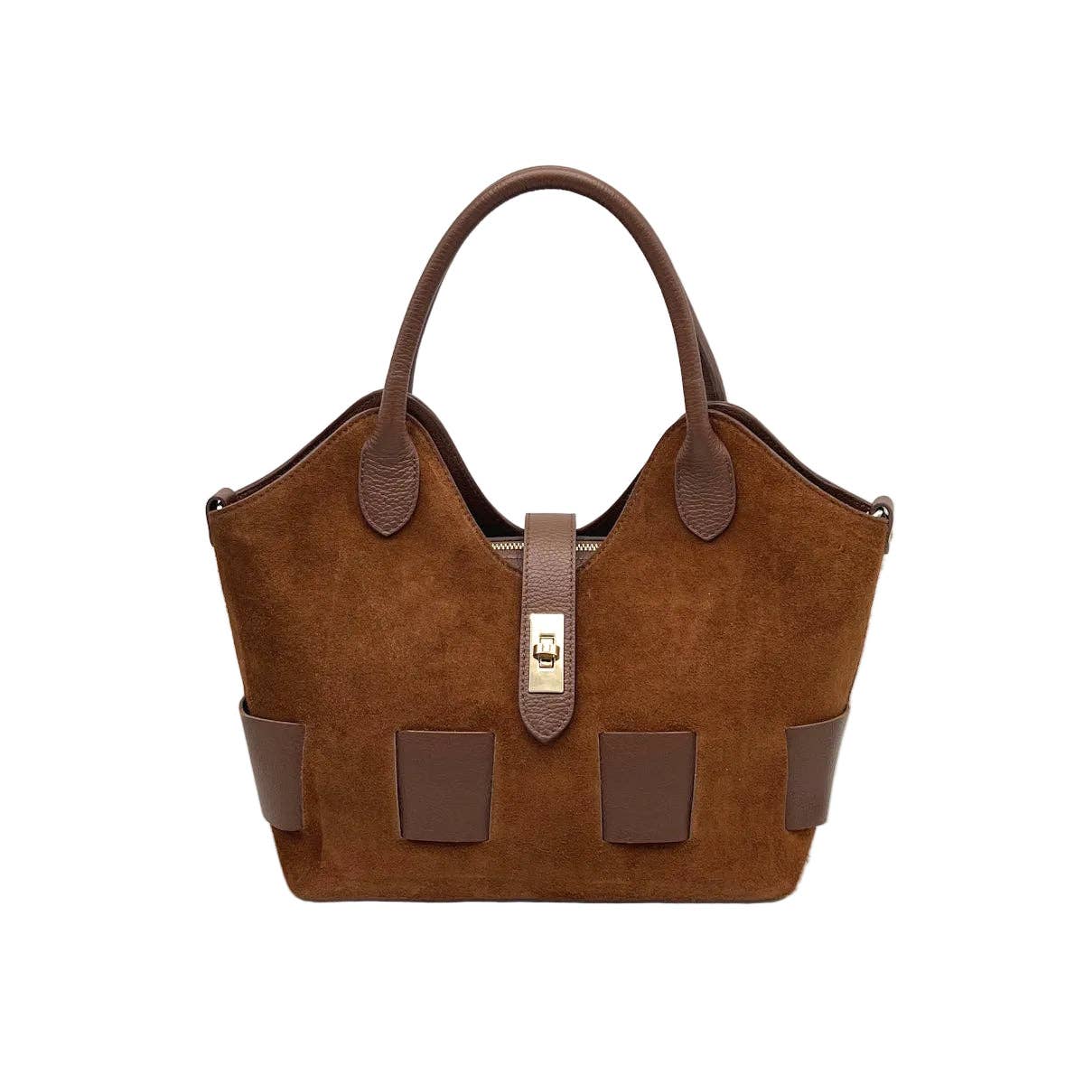 SAC BRIGITTE EN CUIR SUÉDÉ AVEC BANDOULIÈRE.FABRIQUÉ EN ITALIE