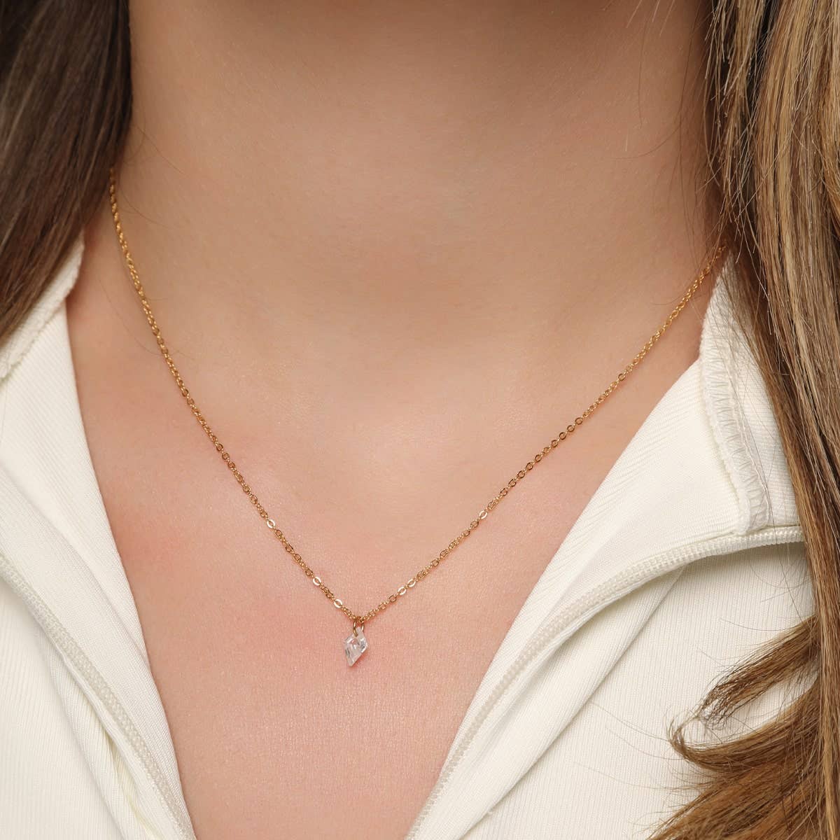 COLLIER ÉCHIQUIER - Plaqué or 18 carats - Fabriqué en Allemagne