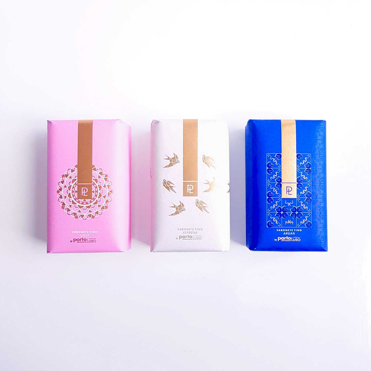 PORTO LUSO SOAP BAR BOX 03 GOLDEN SOAPS -Swallows -Tiles -Lace. Not tested on animals
