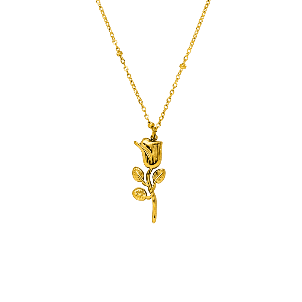 COLLIER ROSE | Plaqué or 18 carats - Fabriqué en Allemagne
