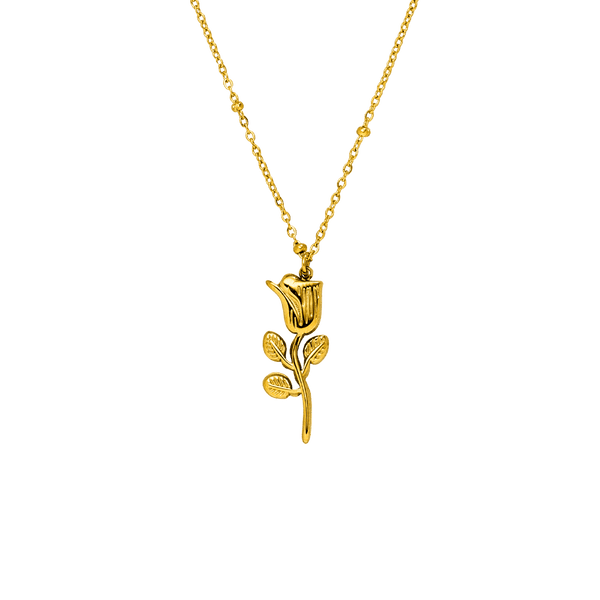 COLLIER ROSE | Plaqué or 18 carats - Fabriqué en Allemagne