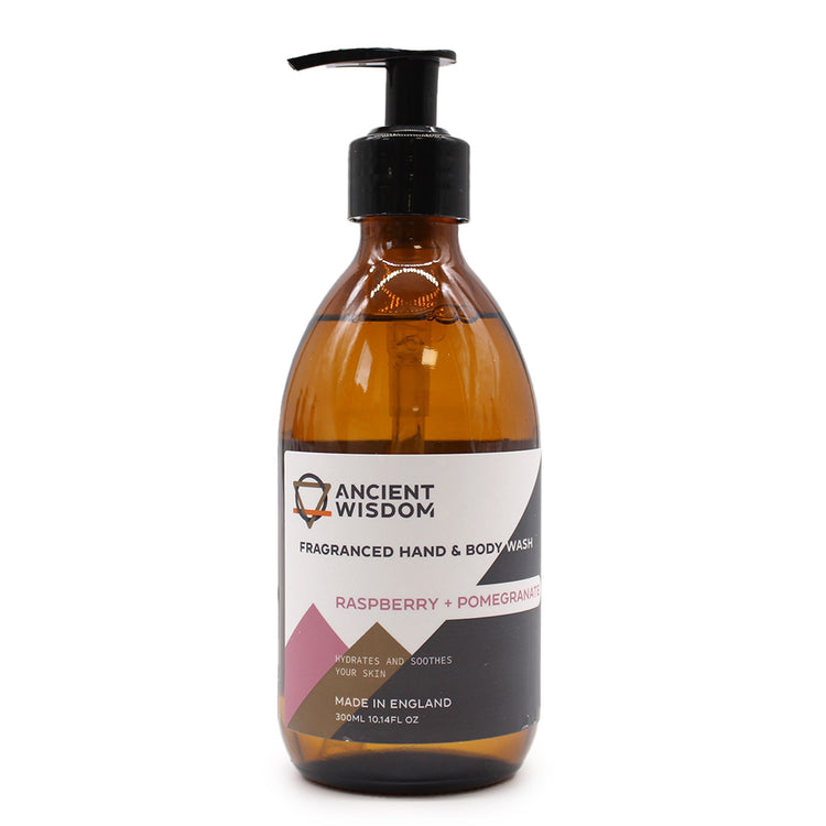 GEL DE BANHO PARA MÃOS E CORPO Framboesa e Romã 300ml - Made in England