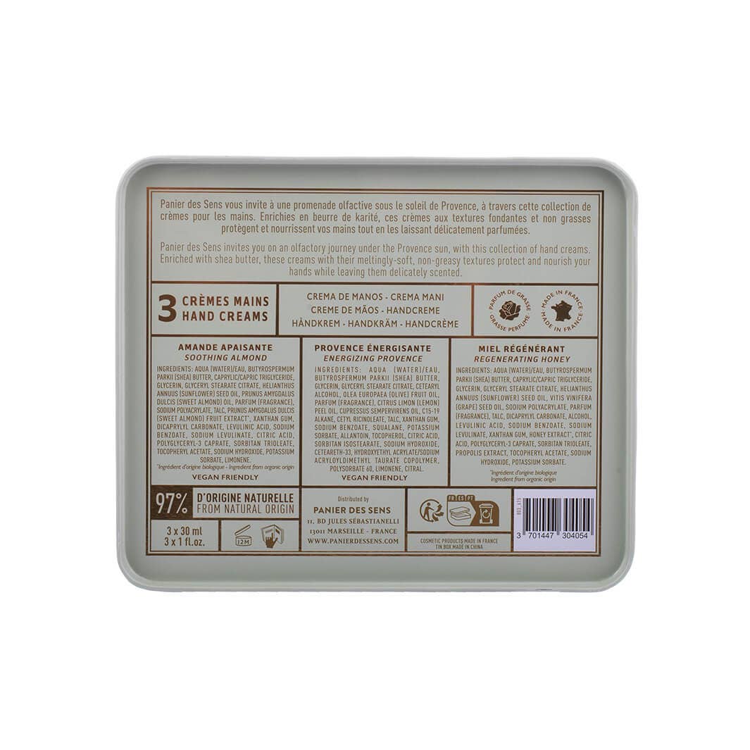 KIT MAINS -PREMIUM- BOÎTE MÉTAL. Miel, Amande et Provence. Fabriqué en France