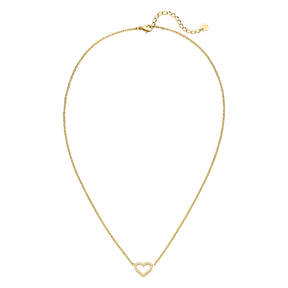 COLLIER CŒUR OXYDES DE ZIRCONIUM plaqué or 18 carats - Fabriqué en Allemagne