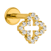 PIERCING ORELHA Trevo em titânio: Banhado a ouro 18K - 8 mm Fabricado em Alemanha