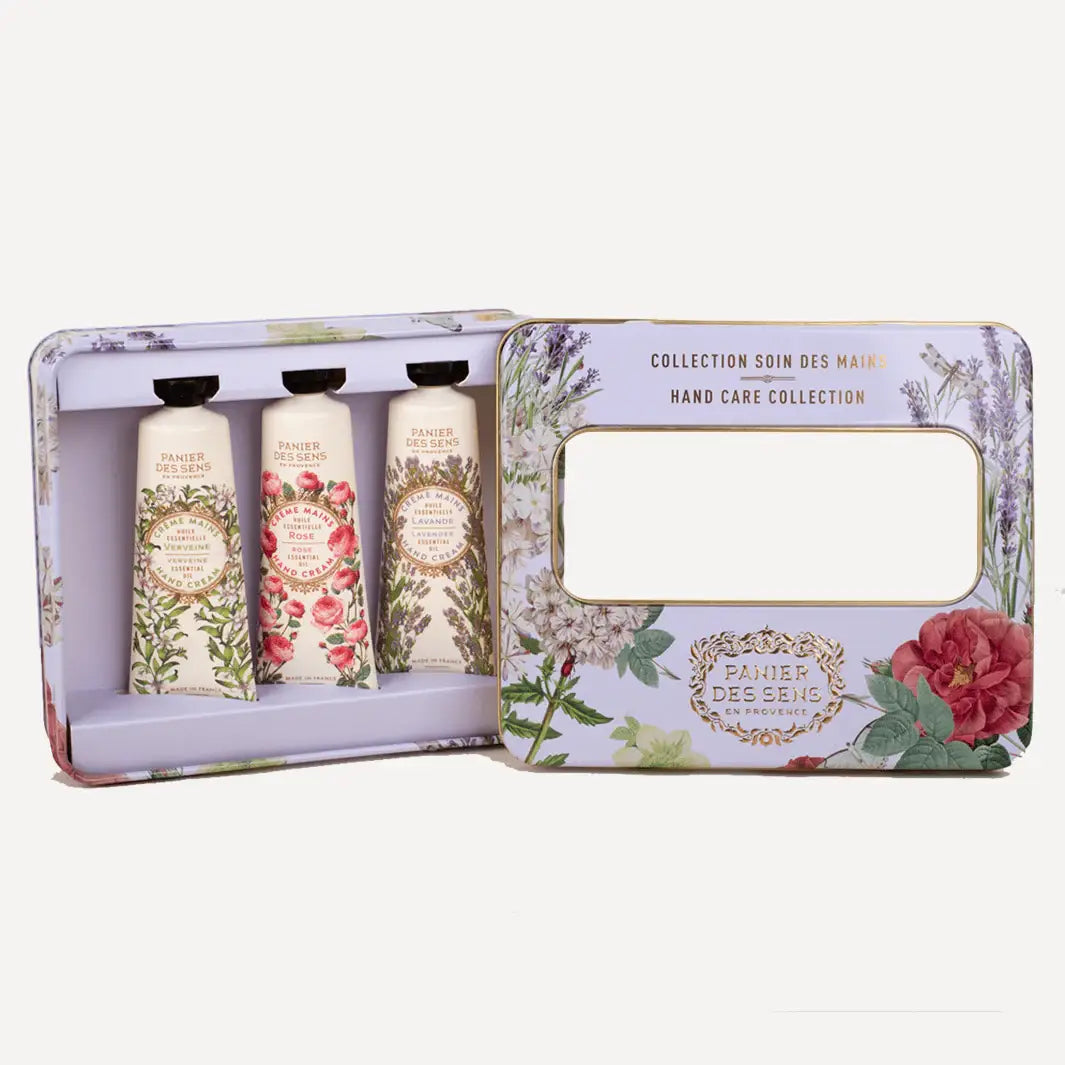 HANDS KIT -PREMIUM- METAL BOX Lavender, Rose, Verbena. Made in France