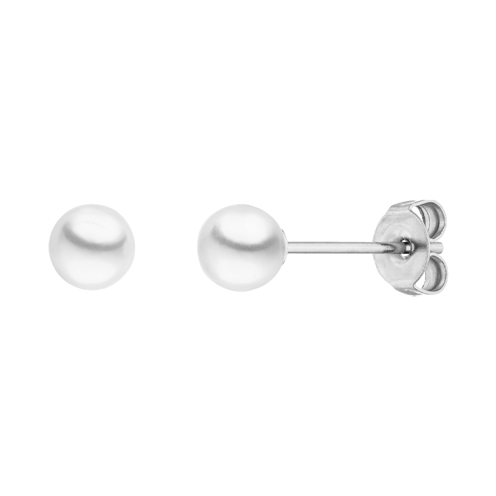 BOUCLES D'OREILLES EN PERLE - Plaqué or 18 carats / 6mm - Fabriquées en Allemagne