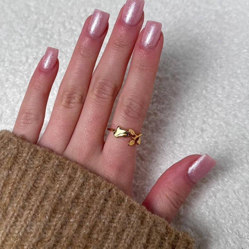 ROZE RING - met 18K verguld. Gemaakt in Duitsland