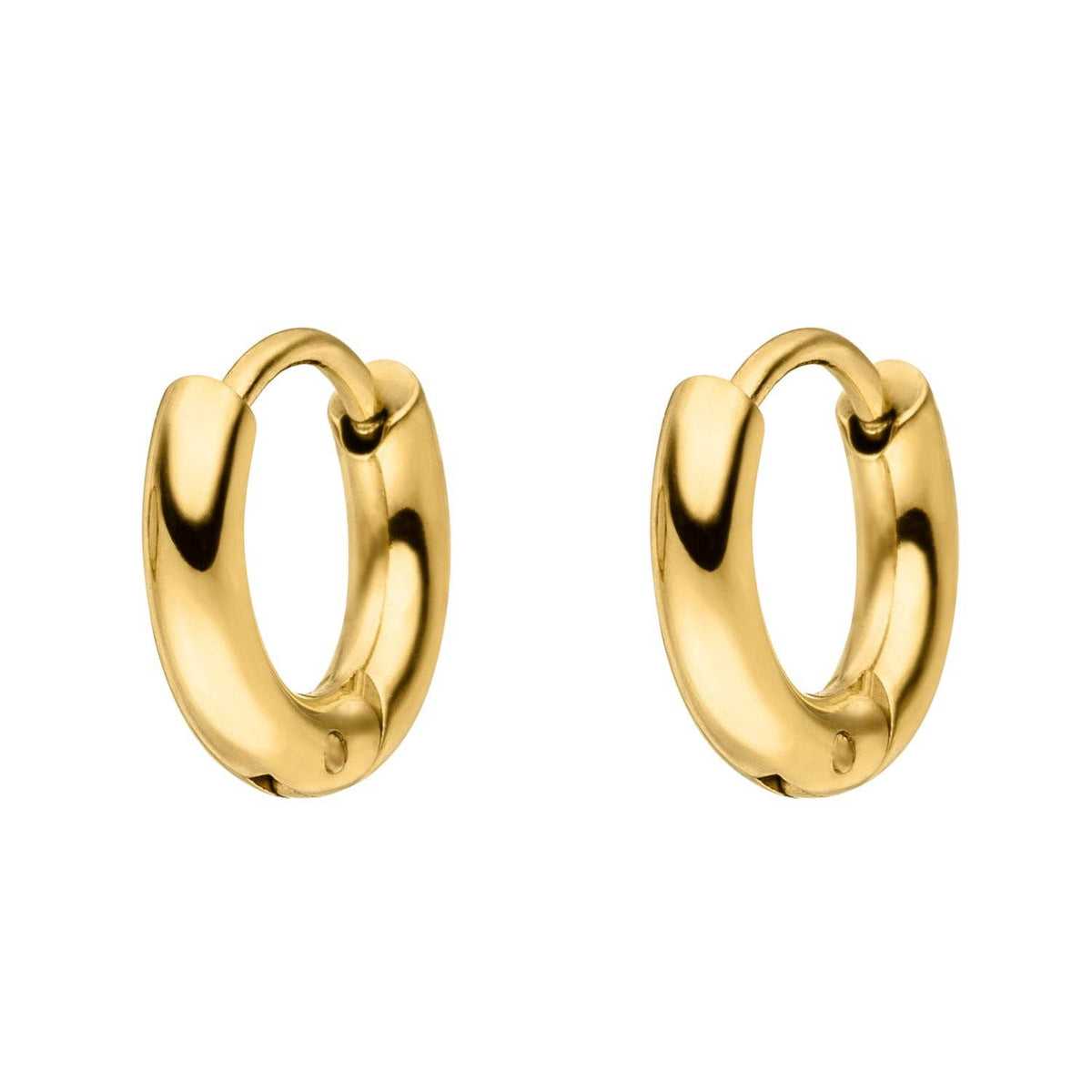 BOUCLES D'OREILLES CRÉOLES SIMPLES - Plaqué or 18 carats - 1,4 cm - Fabriqué en Allemagne