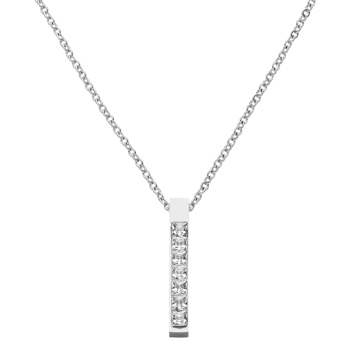 COLLIER BARRE EN ZIRCON - Plaqué or 18 carats - Fabriqué en Allemagne