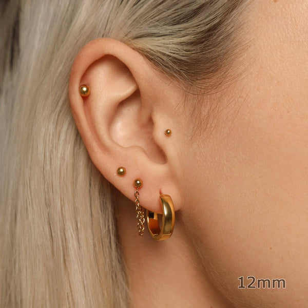 BOUCLES D'OREILLES LENA Plaqué or 18 carats : Or 12mm- Fabriqué en Allemagne
