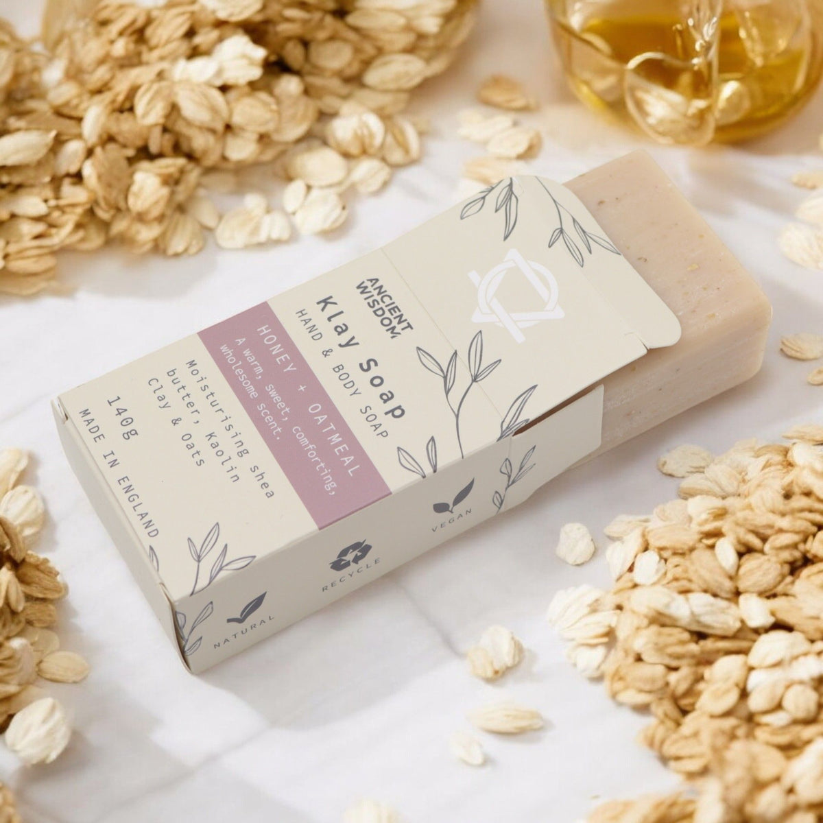 SAVON ARGILE - MIEL & AVOINE 140 GR - Fabriqué en Angleterre