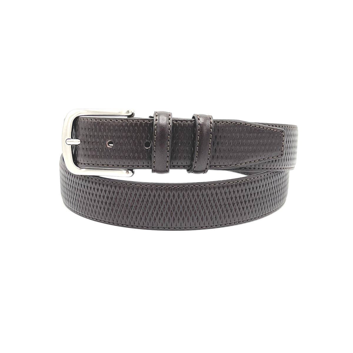 UNISEX GENUINE LEATHER EMBOSSED BELT. Made in Italy.