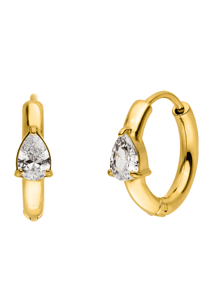 BOUCLES D'OREILLES PENDANTES AVEC PIERRE | plaqué or 18 carats - Fabriqué en Allemagne